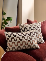 Brown 40 x 59cm Cut Velvet Wiggle Cushion - Image 4 of 5