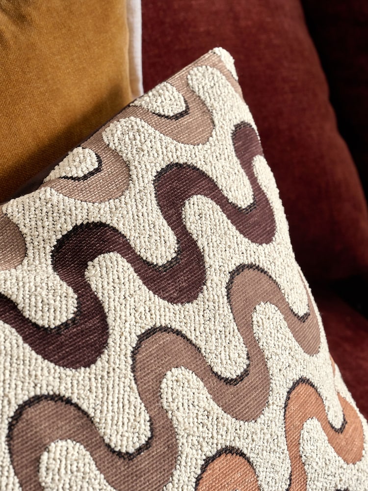 Brown 40 x 59cm Cut Velvet Wiggle Cushion - Image 5 of 5