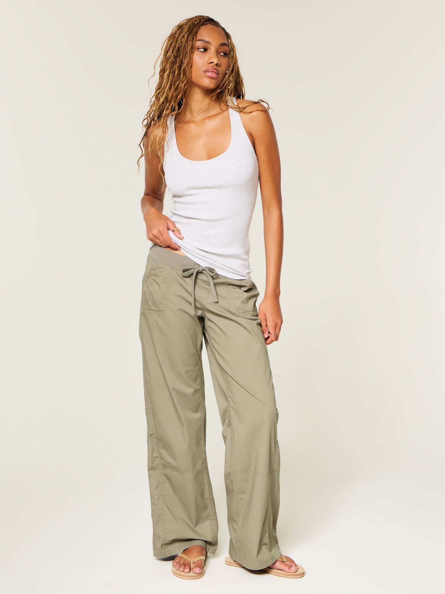 Buy Hollister Olive Green Remi Pull-On Trousers from the Next UK