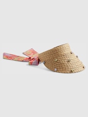 River Island Brown Diamante Scarf Detail Visor - Image 1 of 5