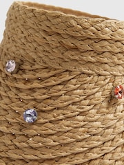 River Island Brown Diamante Scarf Detail Visor - Image 5 of 5