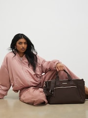 River Island Brown Logo Cabin Size Holdall - Image 1 of 6