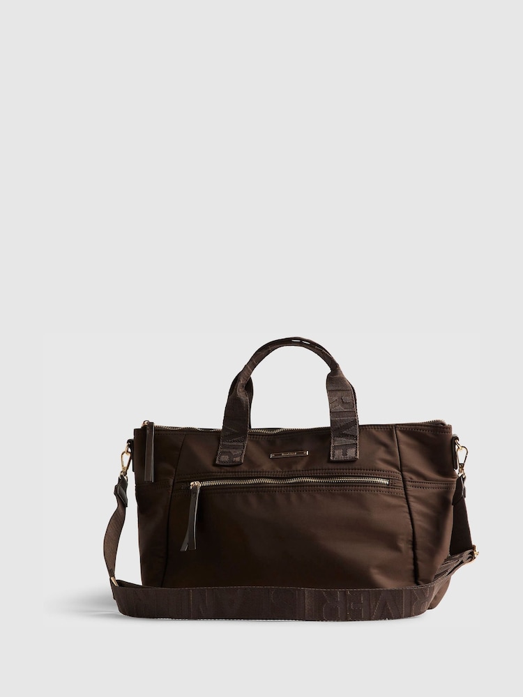 River Island Brown Logo Cabin Size Holdall - Image 2 of 6