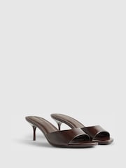 River Island Brown Faux Leather Mule Kitten Heels - Image 2 of 6