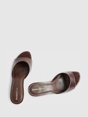 River Island Brown Faux Leather Mule Kitten Heels - Image 3 of 6
