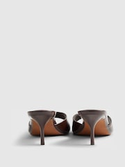 River Island Brown Faux Leather Mule Kitten Heels - Image 4 of 6