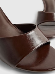 River Island Brown Faux Leather Mule Kitten Heels - Image 5 of 6