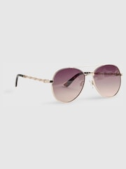 River Island Gold Metal Twist Aviator Sunglasses - Image 1 of 5