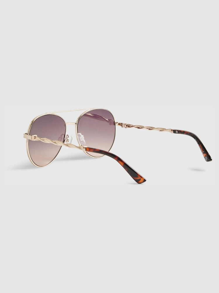 River Island Gold Metal Twist Aviator Sunglasses - Image 2 of 5