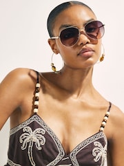 River Island Gold Metal Twist Aviator Sunglasses - Image 5 of 5