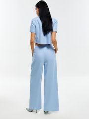 River Island Linen Blend Scallop Hem Wide Leg Trousers - Image 4 of 4