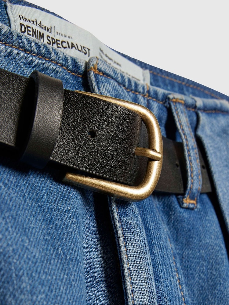Plavo - River Island Farmerke sa visokim pojasom, nabrane, sa pojasom, širokih nogavica - Slika 6 od 6 Plavo - River Island Farmerke sa visokim pojasom, nabrane, sa pojasom, širokih nogavica - Slika 6 od 6