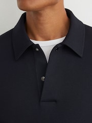 Reiss Navy Brooks Premium Interlock Relaxed Polo Sweatshirt - Image 3 of 8