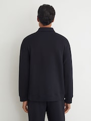 Reiss Navy Brooks Premium Interlock Relaxed Polo Sweatshirt - Image 7 of 8