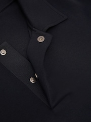 Reiss Navy Brooks Premium Interlock Relaxed Polo Sweatshirt - Image 8 of 8