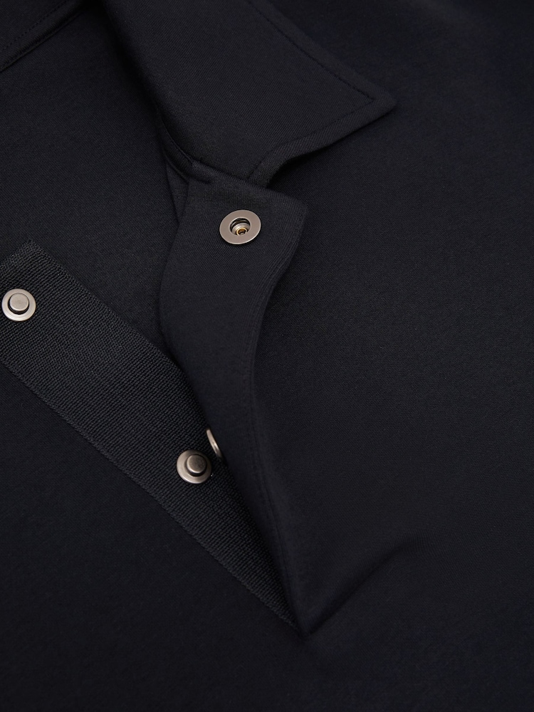 Reiss Navy Brooks Premium Interlock Relaxed Polo Sweatshirt - Image 8 of 8 Reiss Navy Brooks Premium Interlock Relaxed Polo Sweatshirt - Image 8 of 8