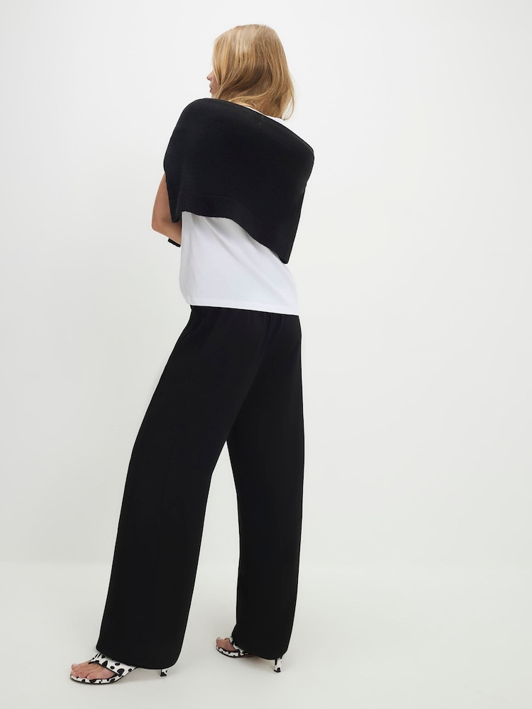 River Island Black Tailored Elasticated Wide Leg Joggers - Image 2 of 4
