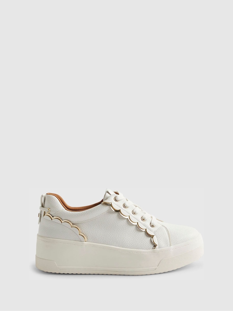 River Island White Scallop Trim Platform Trainers - Image 1 of 6