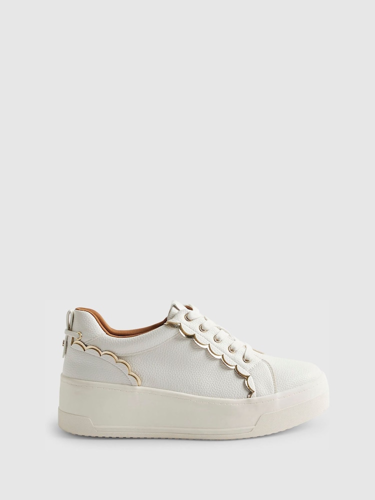 River Island White Scallop Trim Platform Trainers - Image 2 of 6
