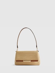River Island Brown Raffia Bar Front Shoulder Bag - Image 1 of 6