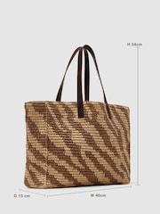 Bolso tote Reiss Rosie con estampado de cebra y efecto rafia. - Imagen 3 de 5