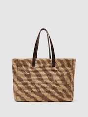 Bolso tote Reiss Rosie con estampado de cebra y efecto rafia. - Imagen 5 de 5