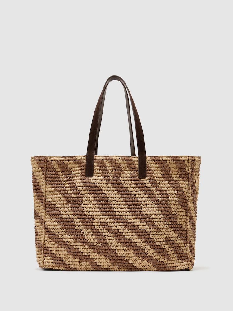 Bolso tote Reiss Rosie con estampado de cebra y efecto rafia. - Imagen 5 de 5