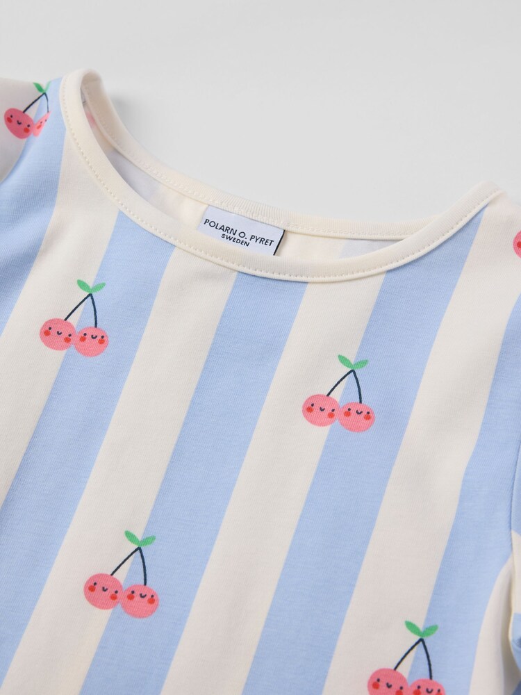 Polarn O. Pyret Blue Drop Waist Cherry Print Dress - Image 3 of 3 Polarn O. Pyret Blue Drop Waist Cherry Print Dress - Image 3 of 3