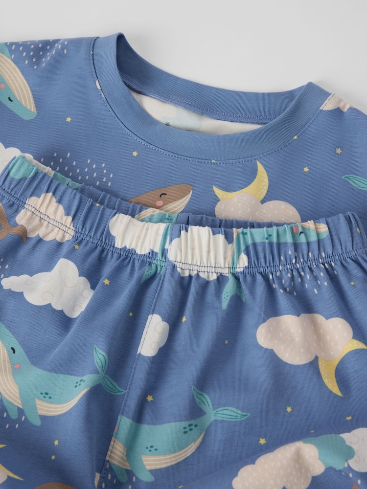 Polarn O. Pyret Blue Floral Shortie Pyjamas - Image 2 of 3