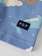 Polarn O. Pyret Blue Floral Shortie Pyjamas - Image 3 of 3