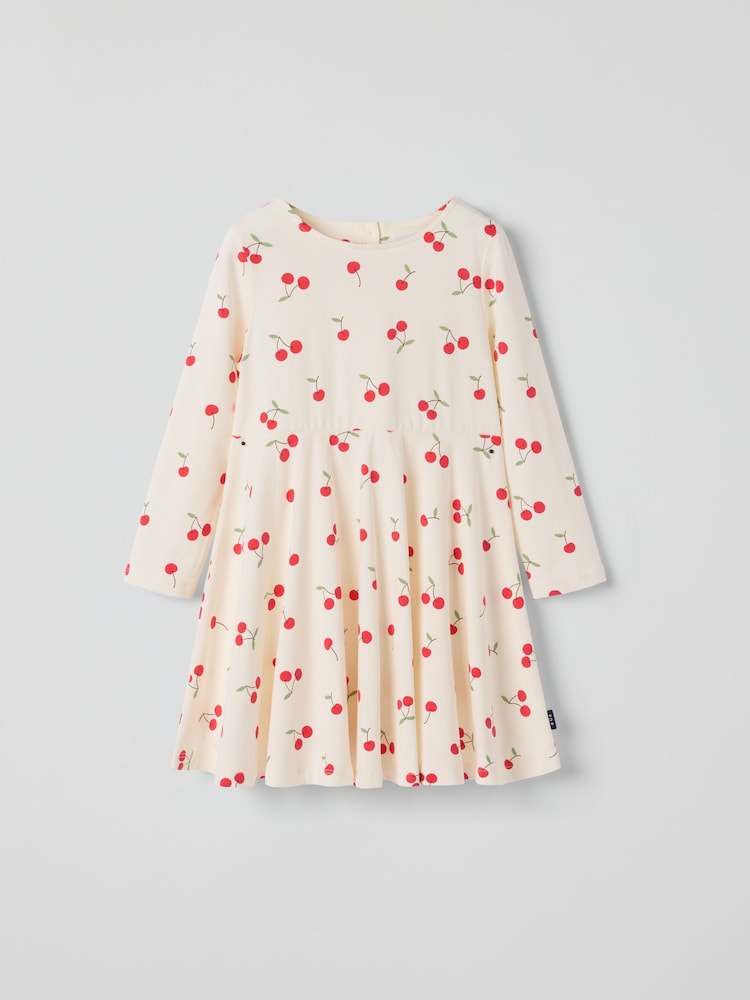 Polarn O. Pyret Cream Cotton Cherry Print Spin Dress - Image 1 of 3