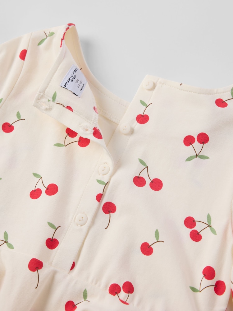 Polarn O. Pyret Cream Cotton Cherry Print Spin Dress - Image 2 of 3