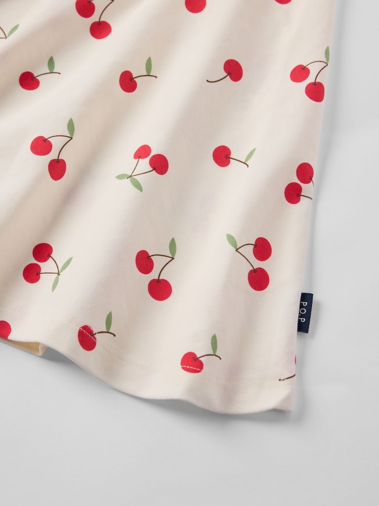 Polarn O. Pyret Cream Cotton Cherry Print Spin Dress - Image 3 of 3
