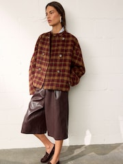 Checked Mao Collar Jacket - תמונה 4 מתוך 6