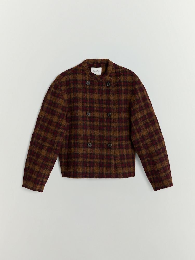 Checked Mao Collar Jacket - תמונה 6 מתוך 6