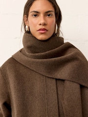 BHOEM Chestnut Brown Wool Blend Bomber Short Coat with Removable Scarf - Image 4 of 5