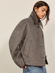 Checked Jacket with Detachable Faux Fur Collar - Bild 3 av 5