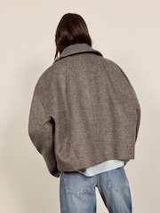 Checked Jacket with Detachable Faux Fur Collar - Bild 5 av 5