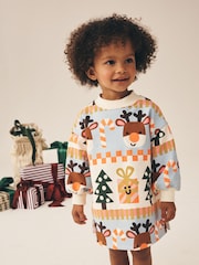 Red/Blue Fairisle Christmas - Langärmliges Sweatshirt-Kleid (3 M.–7 J.) - Bild 1 von 4