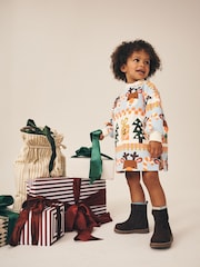 Red/Blue Fairisle Christmas - Langärmliges Sweatshirt-Kleid (3 M.–7 J.) - Bild 2 von 4