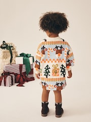 Red/Blue Fairisle Christmas - Langärmliges Sweatshirt-Kleid (3 M.–7 J.) - Bild 4 von 4
