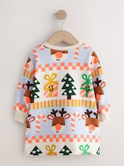 Red/Blue Fairisle Christmas Long Sleeve Sweat Dress (3mths-7yrs) - Image 6 of 8