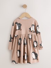 Neutral Penguin Long Sleeve Ribbed Dress (3mths-7yrs) - Image 5 of 7