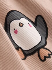 Neutral Penguin Long Sleeve Ribbed Dress (3mths-7yrs) - Image 6 of 7