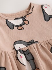 Neutral Penguin Long Sleeve Ribbed Dress (3mths-7yrs) - Image 7 of 7