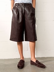 BHOEM Burgundy Red Faux Leather Shorts - Image 2 of 6