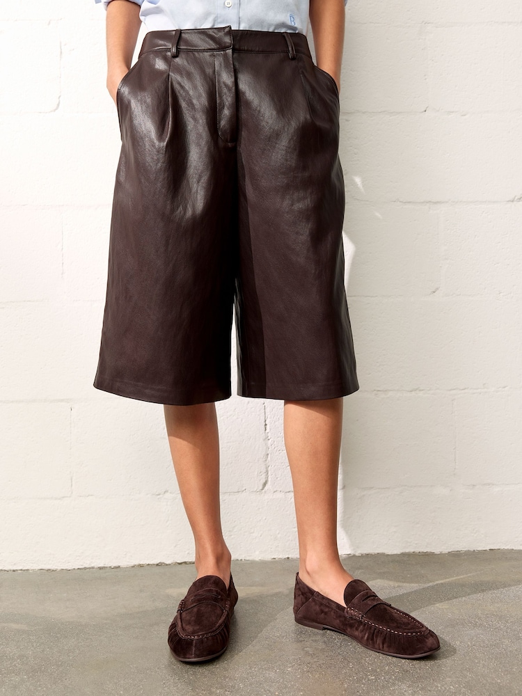 BHOEM Burgundy Red Faux Leather Shorts - Image 2 of 6 BHOEM Burgundy Red Faux Leather Shorts - Image 2 of 6