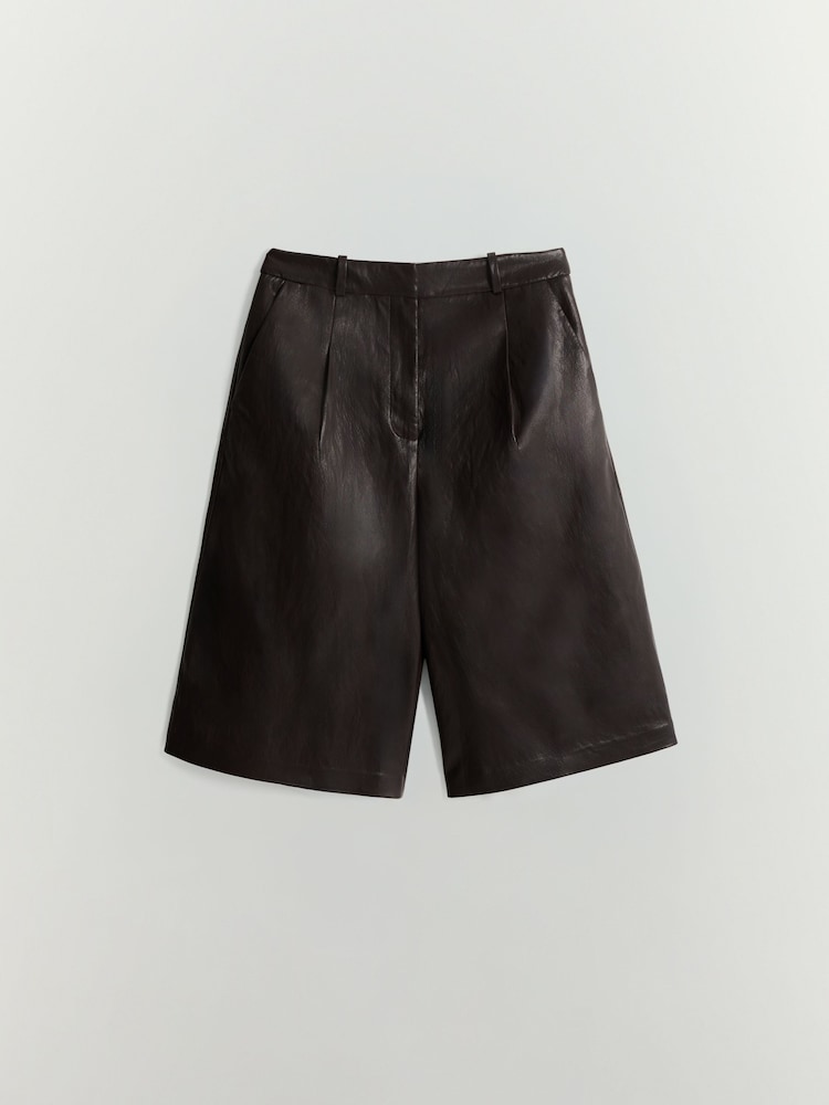 BHOEM Burgundy Red Faux Leather Shorts - Image 6 of 6 BHOEM Burgundy Red Faux Leather Shorts - Image 6 of 6