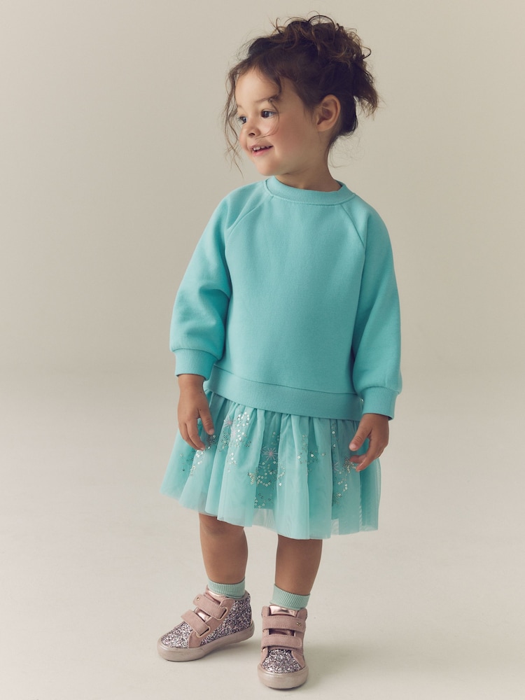 Ecru Moon Long Sleeve Sweat Dress (3mths-7yrs) - Image 1 of 2