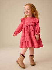Pink Hearts Long Sleeve Tiered Dress (3mths-7yrs) - Image 2 of 4